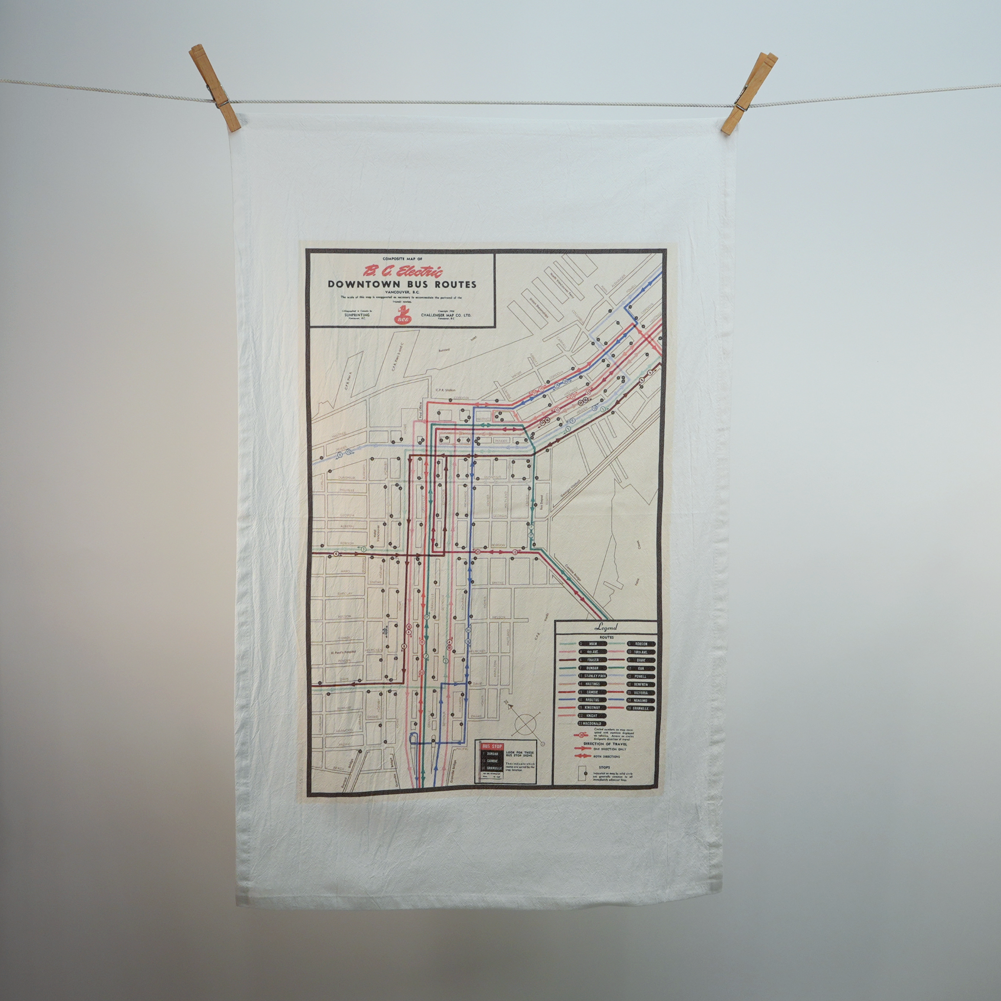 Vancouver Bus Route Tea Towel